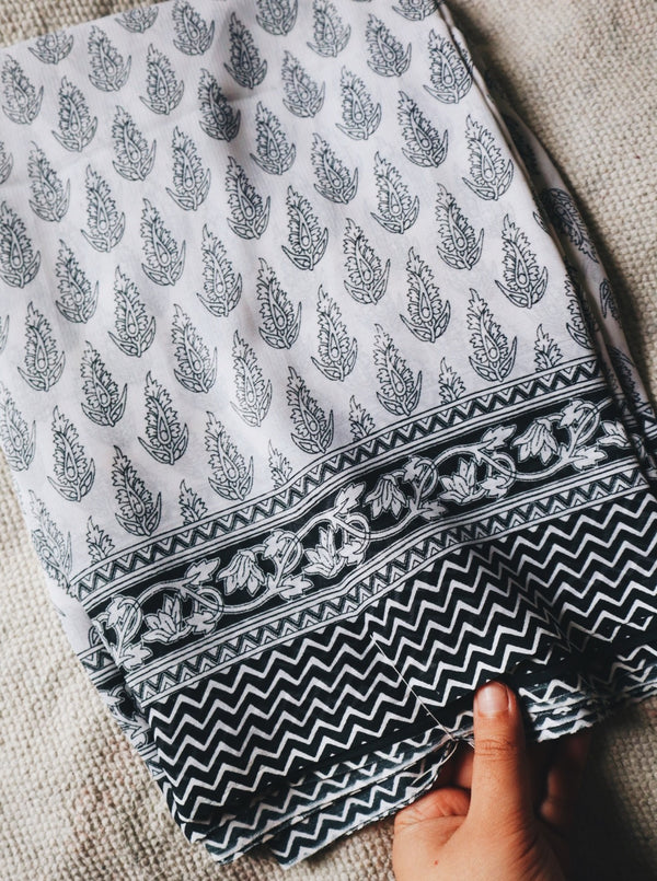 White and Black (paisley print)