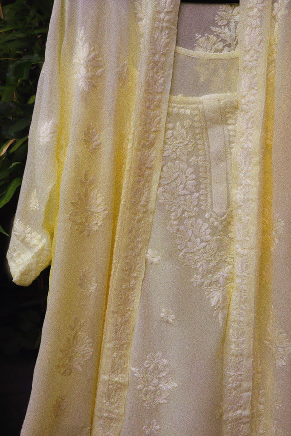 Butter Yellow Chikankari Coverup