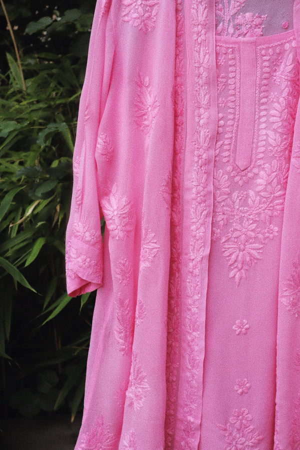 Pink Chikankari Coverup