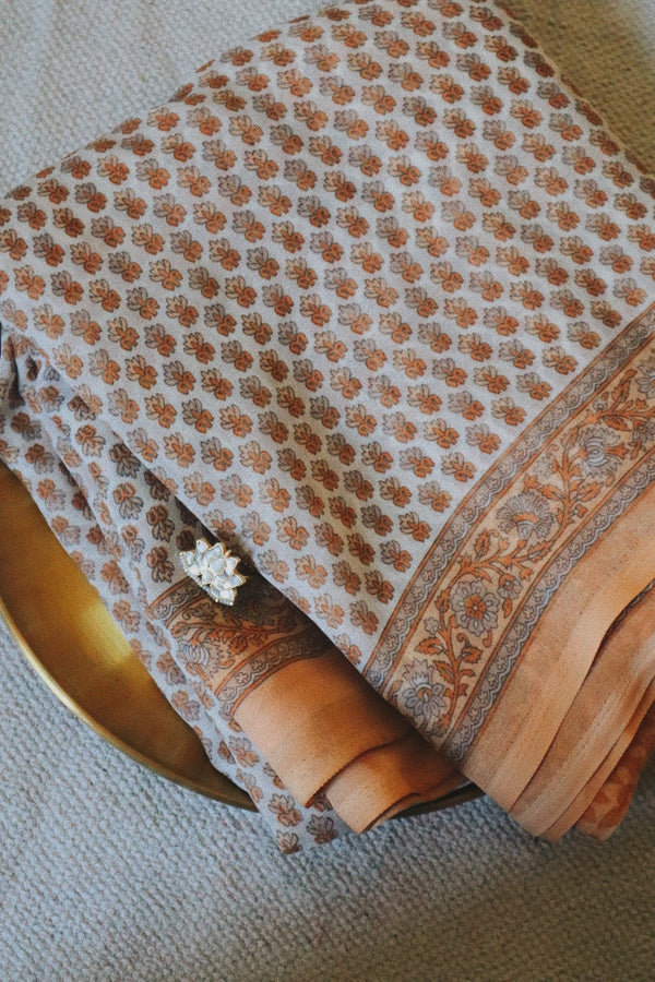 Rust Pastel Chiffon Sari