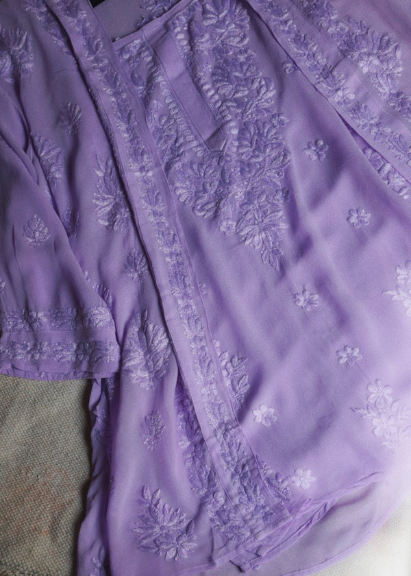 Lilac Chikankari Coverup