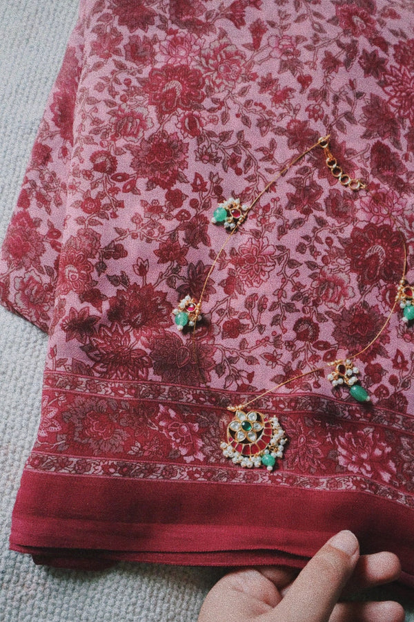 Maroon and Pink Chiffon