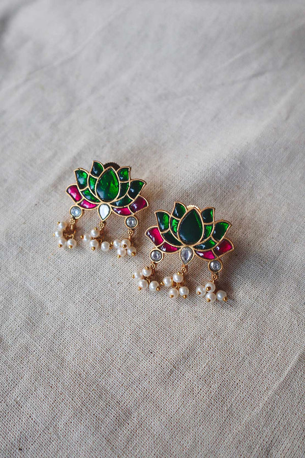 Heer Earrings (pink and green)