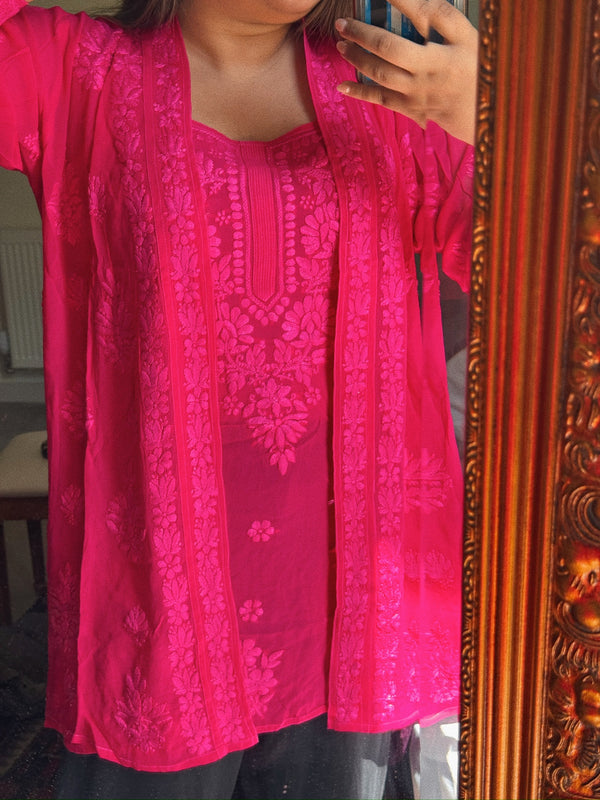 Pink Chikankari Coverup